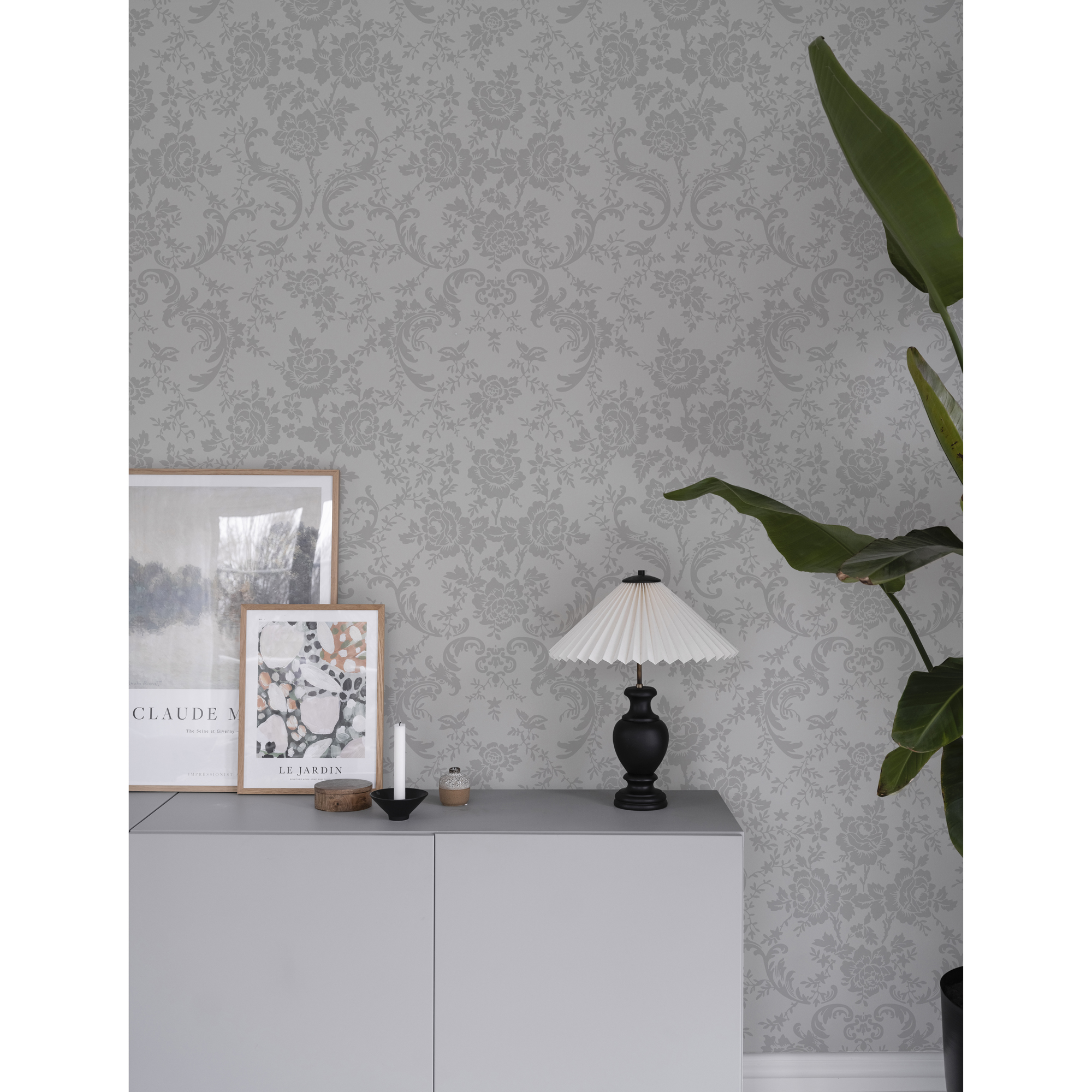 Tapet Duro Rosendal, Vit/silver