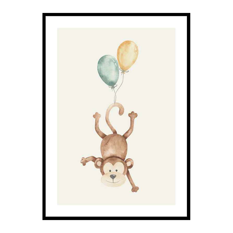 Poster Gallerix Monkey Balloons Storlek: 30x40 cm