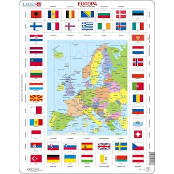 Pussel Larsen Flaggor och karta över Europa 70 bitar