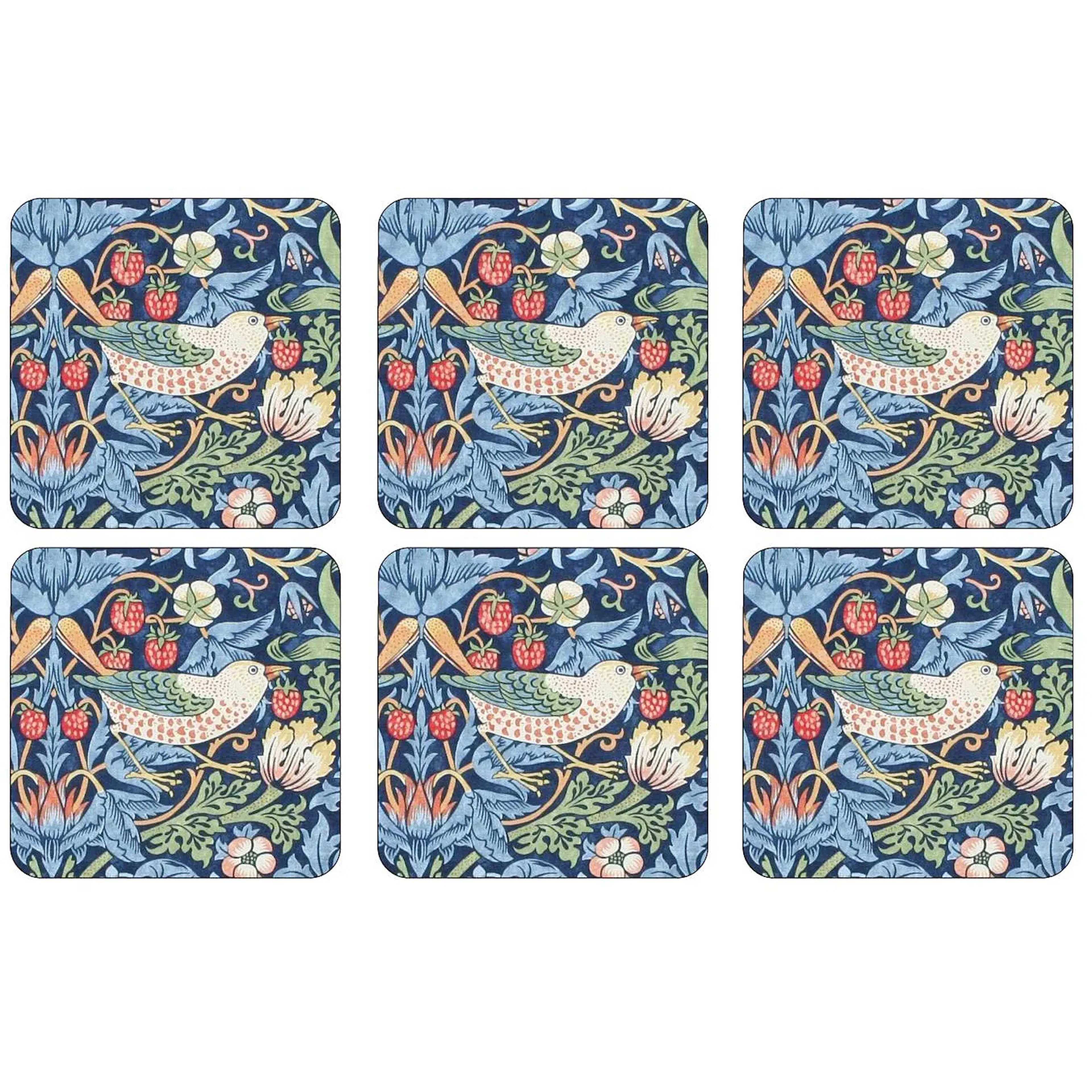 Glasunderlägg Pimpernel Strawberry Thief 6-pack