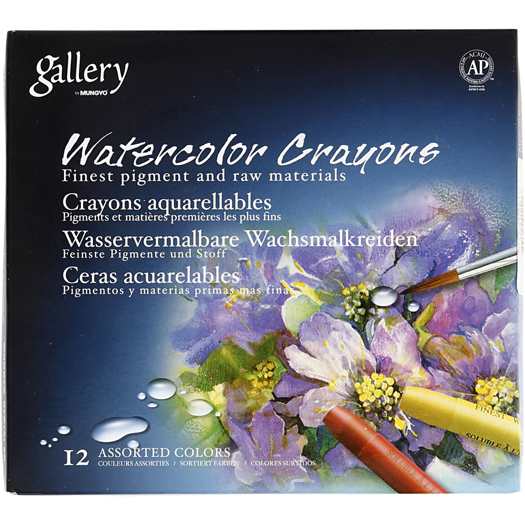 Akvarellkritor Creativ Company Gallery Mixade Färger L9,3 cm 12 st/1 Förp