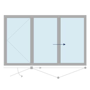 Vikdörr Nordiska Fönster Aluminium 3-Delat 2-Glas