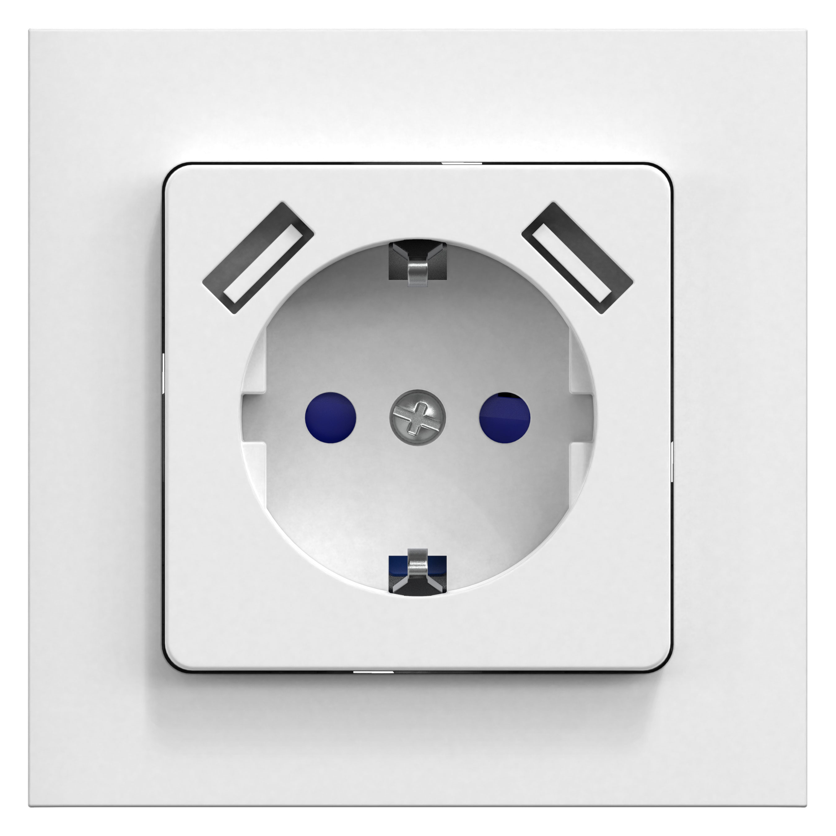 Vägguttag Gelia 1-vägs + 2USB Infälld Jordat