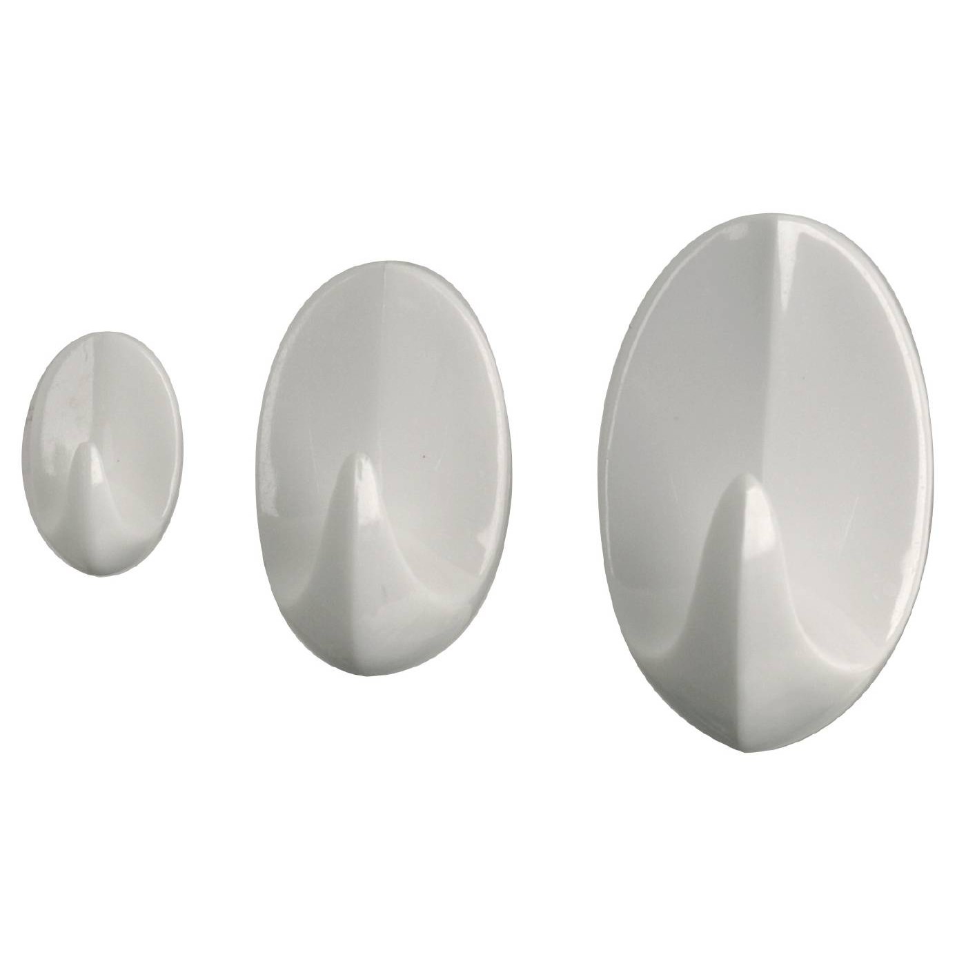 Plastkrok Millers Självhäftande Vit, H: 42 mm