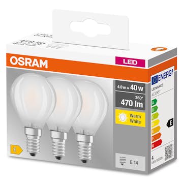 LED-Lampa Osram Klot (40) E14 Matt 3-p Cl P