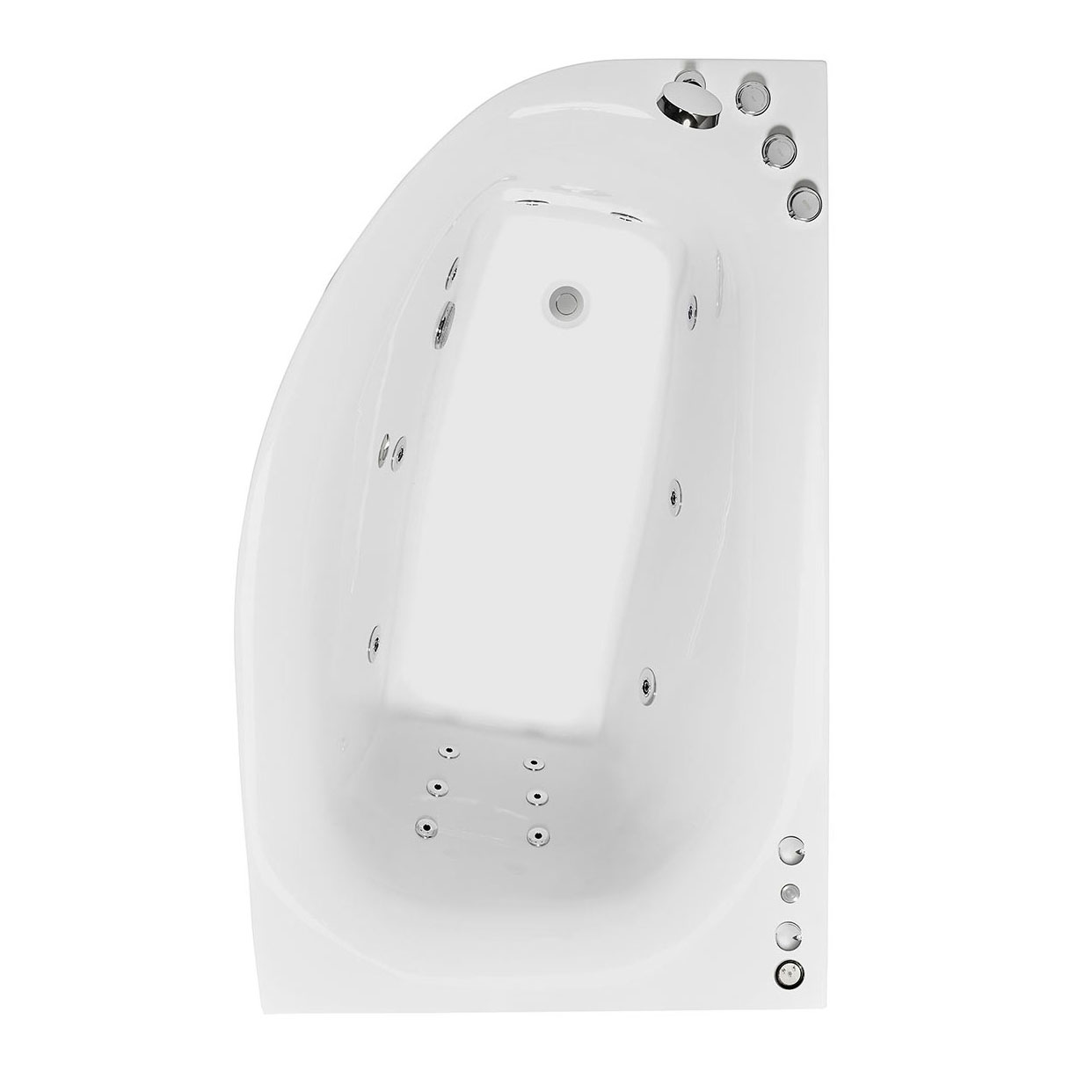 Bubbelbadkar Bathlife Trivsam L:1600mm,Vänster,Plus,2600W,Bottenm:Nej,Belys:Ja,Fotm:Ja