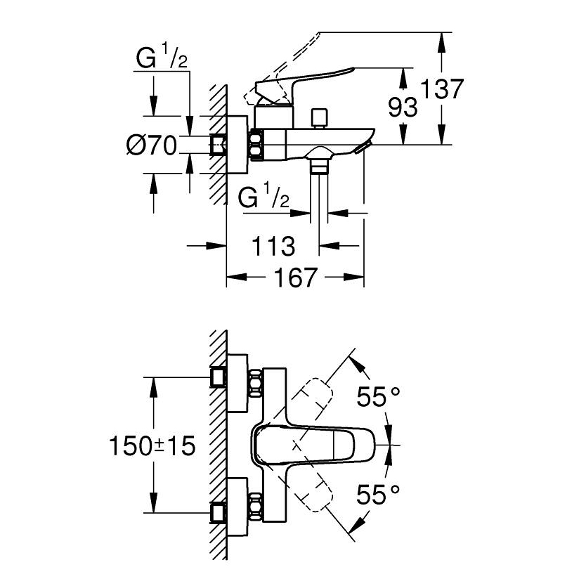 Badkarsblandare Grohe Dice