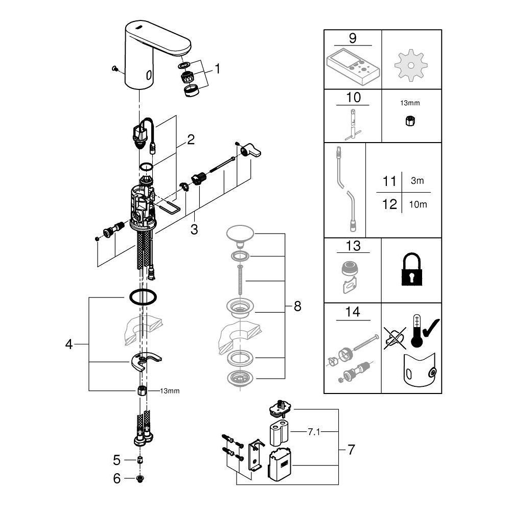Tvättställsblandare Grohe Get E Sensor 6V