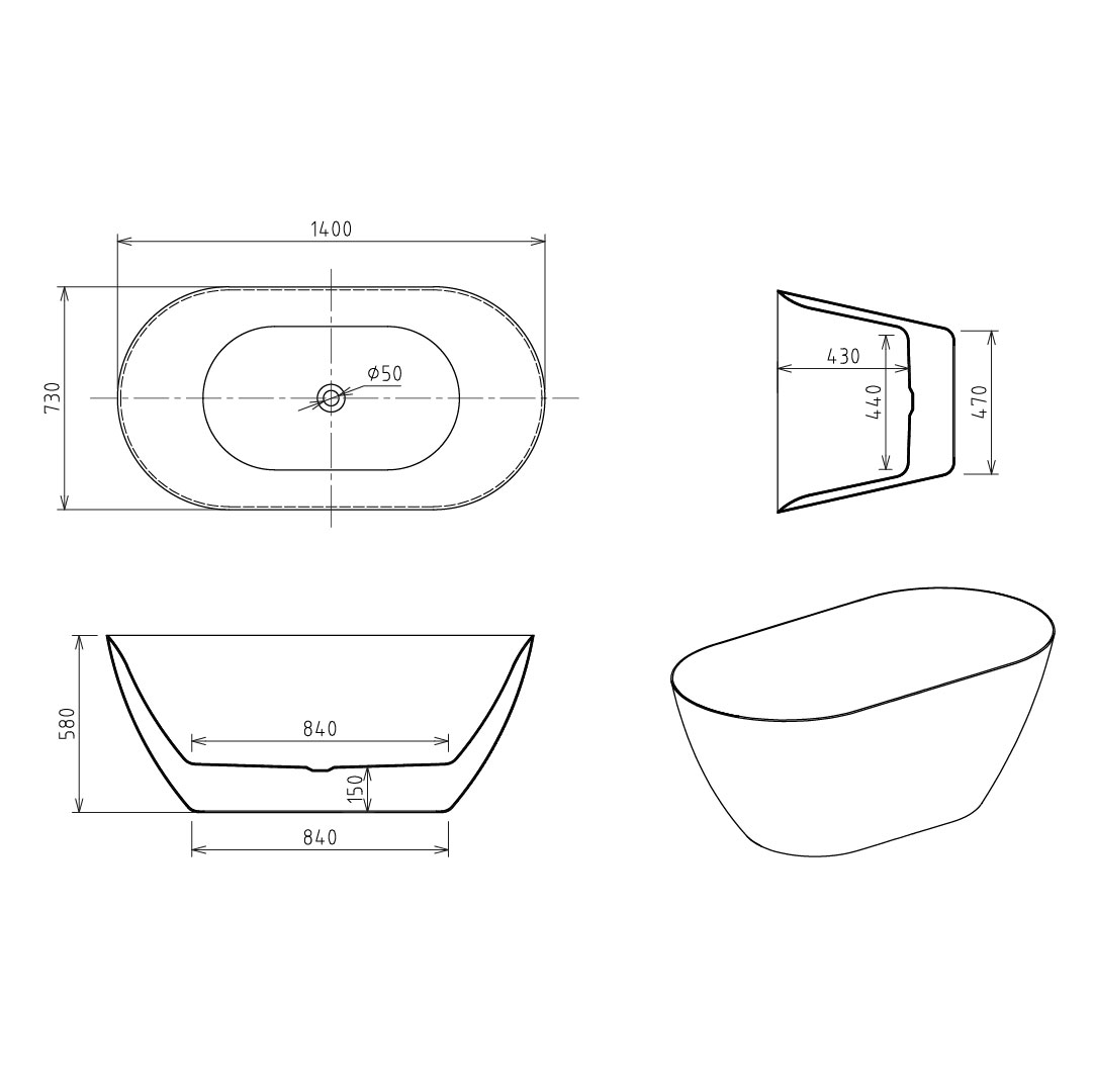 Badkar Bathlife Stillsam Mattsvart