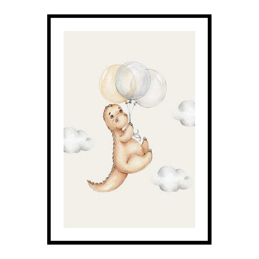 Poster Gallerix Dino With Balloons Storlek: 30x40 cm