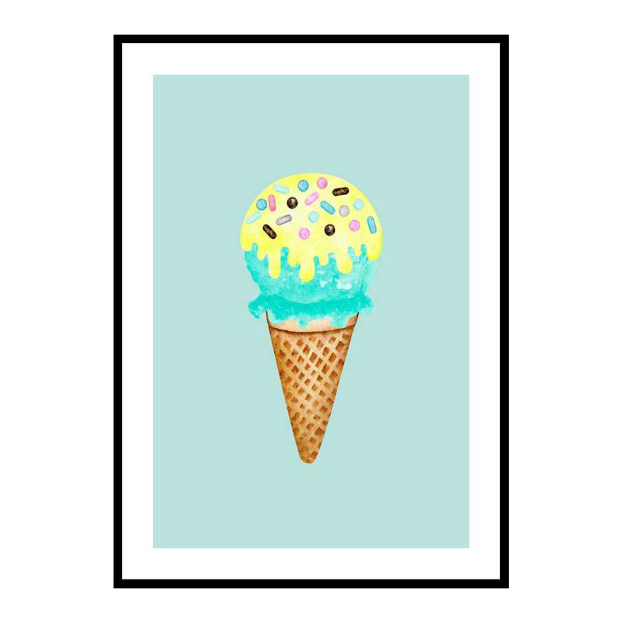 Poster Gallerix Ice Cream In Blue Storlek: 21x30 cm