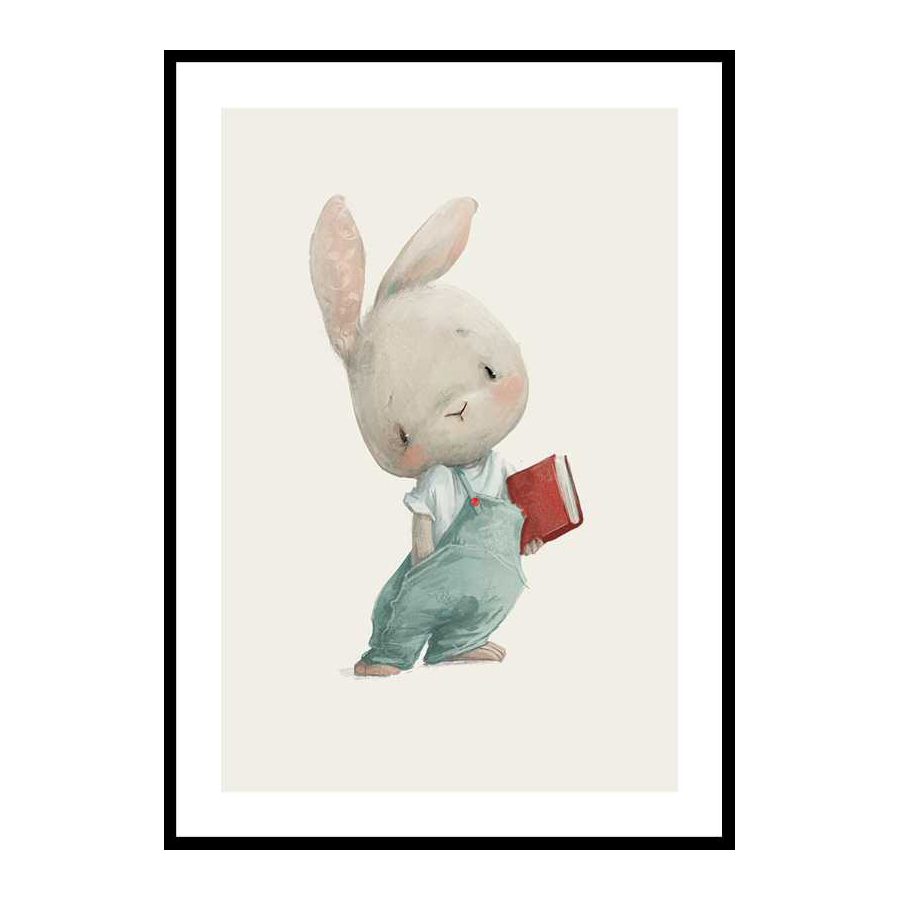 Poster Gallerix Hare With A Book Storlek: 21x30 cm