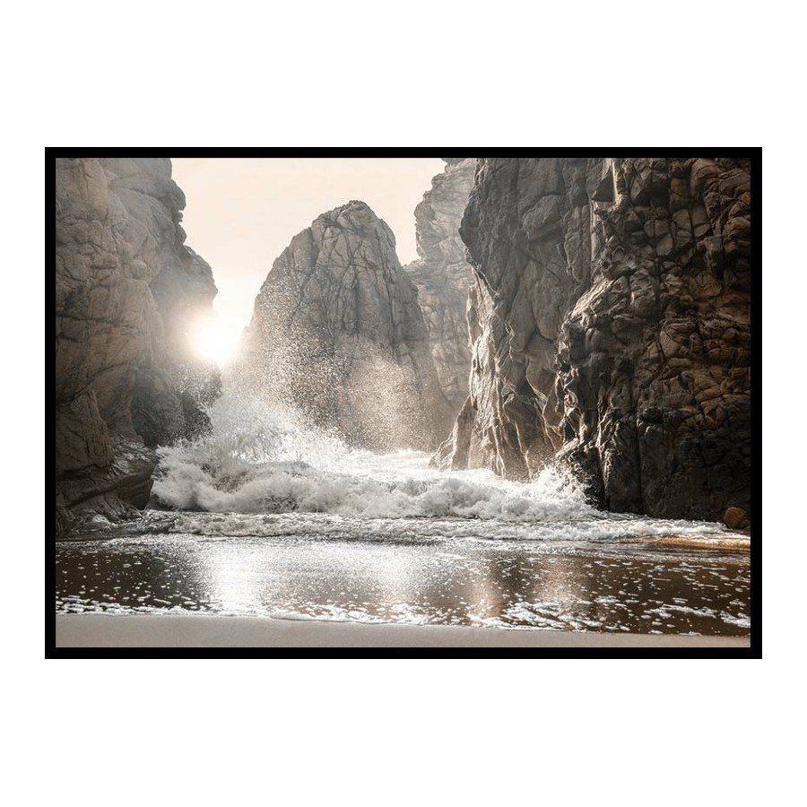 Poster Gallerix Waves Between Rocks