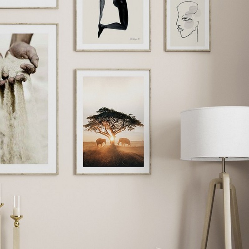 Poster Gallerix Elephants At Sunrise