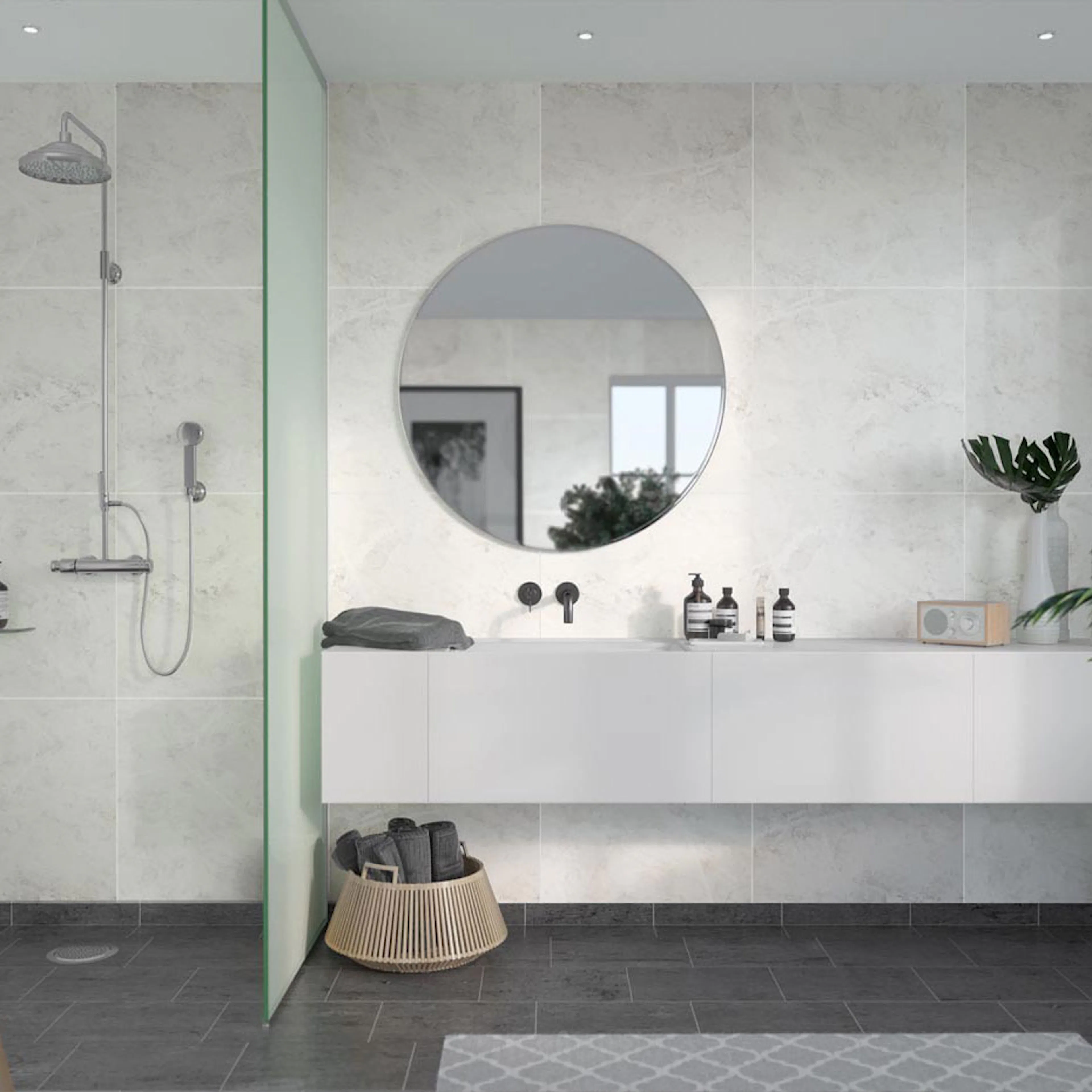 Våtrumsskiva Fibo White Marble 2273-M6060S