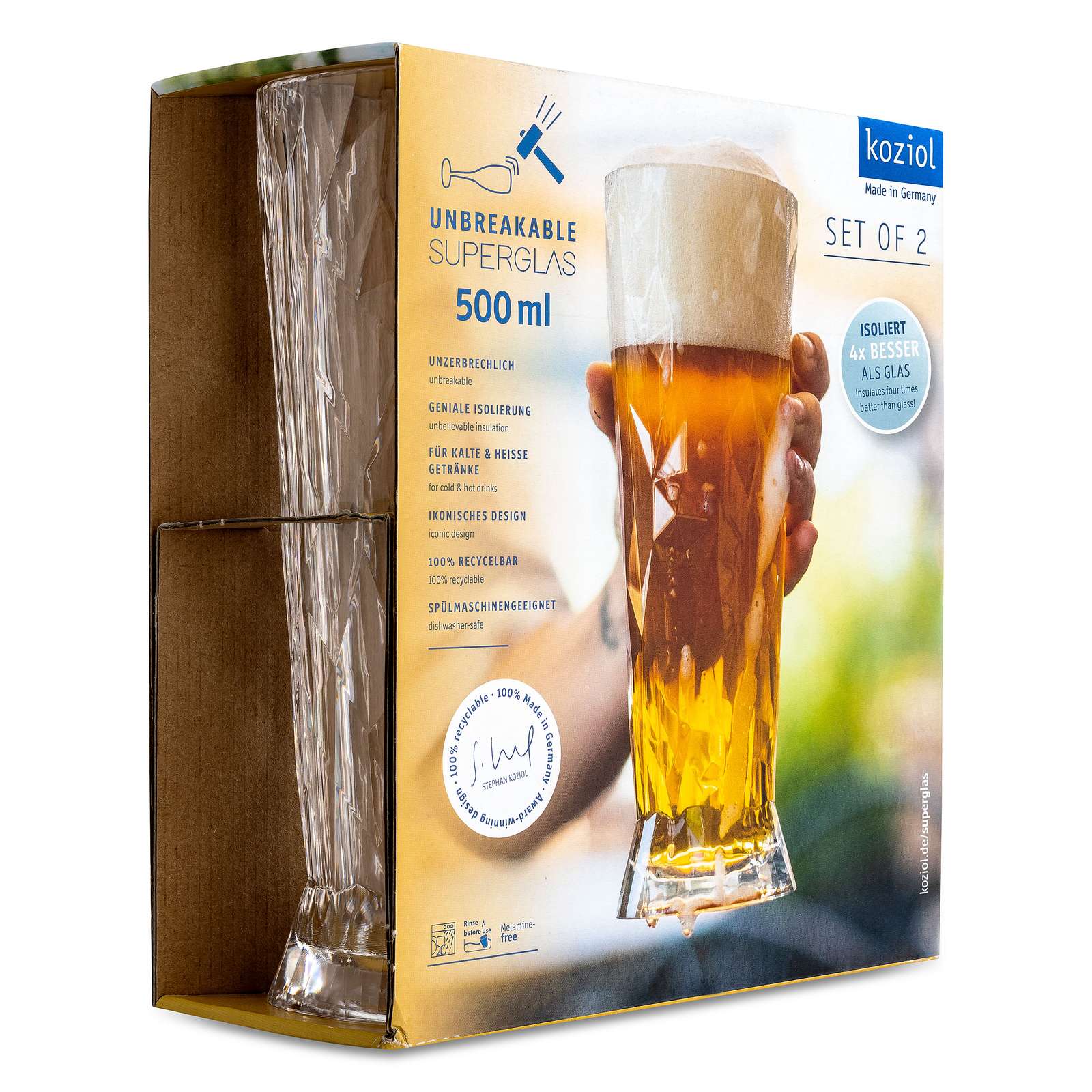 Ölglas Koziol Club No. 11 Ölglas 500 ml Crystal Clear 2-pack