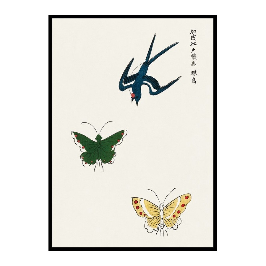Poster Gallerix Swallow And Butterflies By Taguchi Tomoki