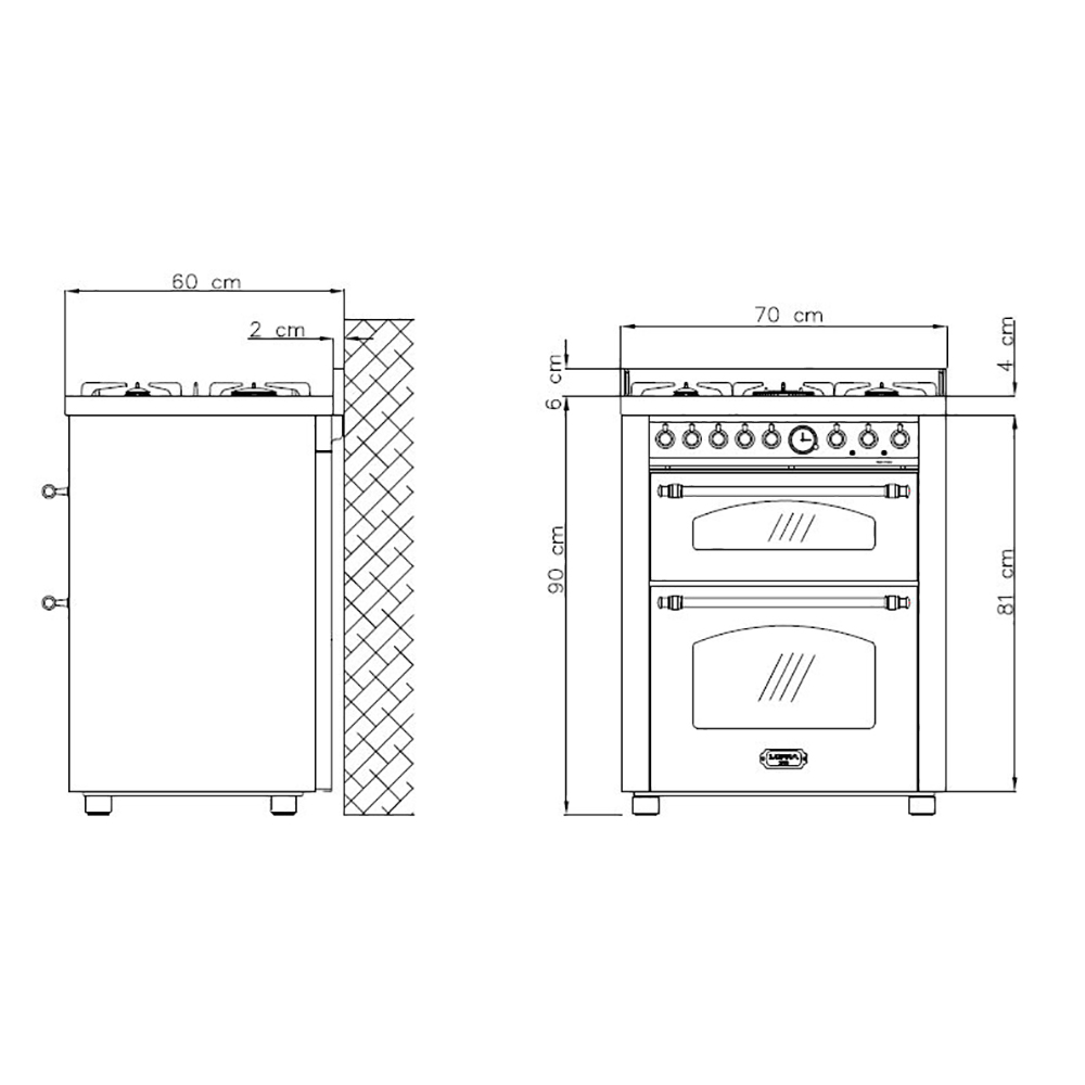 Spis Lofra Dolce Vita 70 cm 2 Ugnar Gas