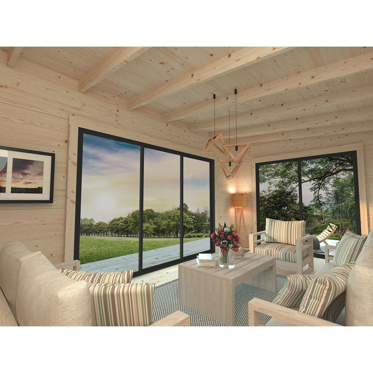 Trädgårdshus Palmako Grace 12,0 m2 (inv. 11,2 m2) med skjutpartier SlidePlus