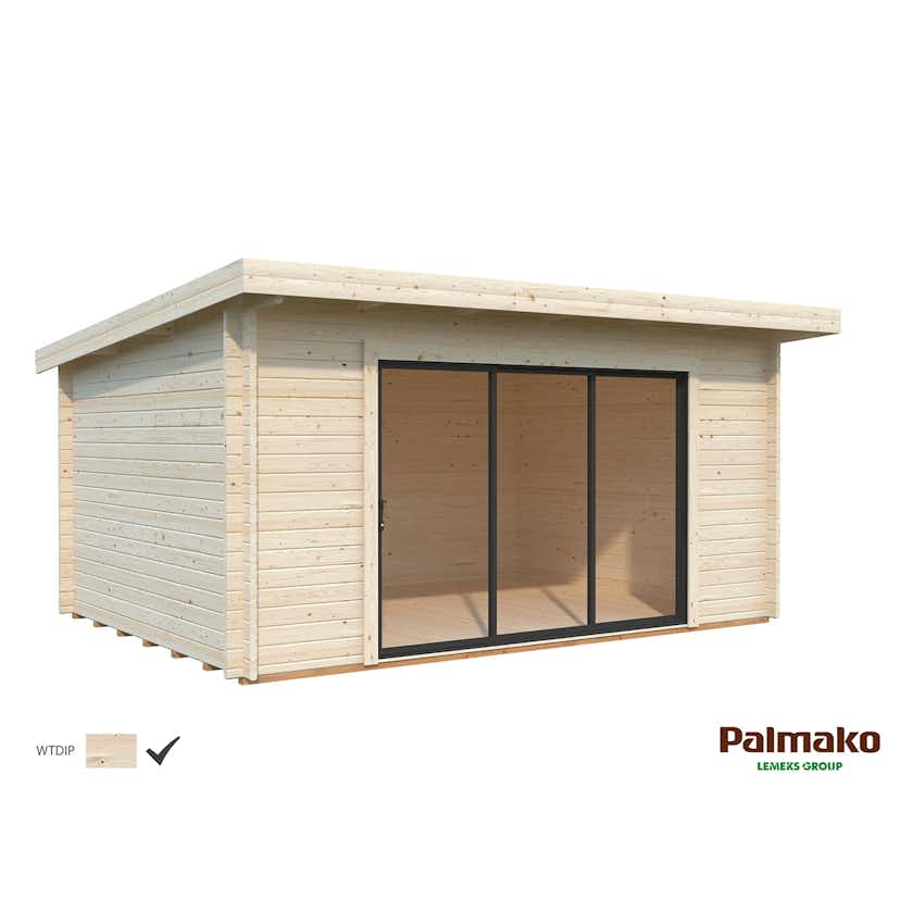 Stuga Palmako Lea 14,9 m2 (inv. 14,2 m2) Impregnerad Transparent med Slide 1-lagers glas