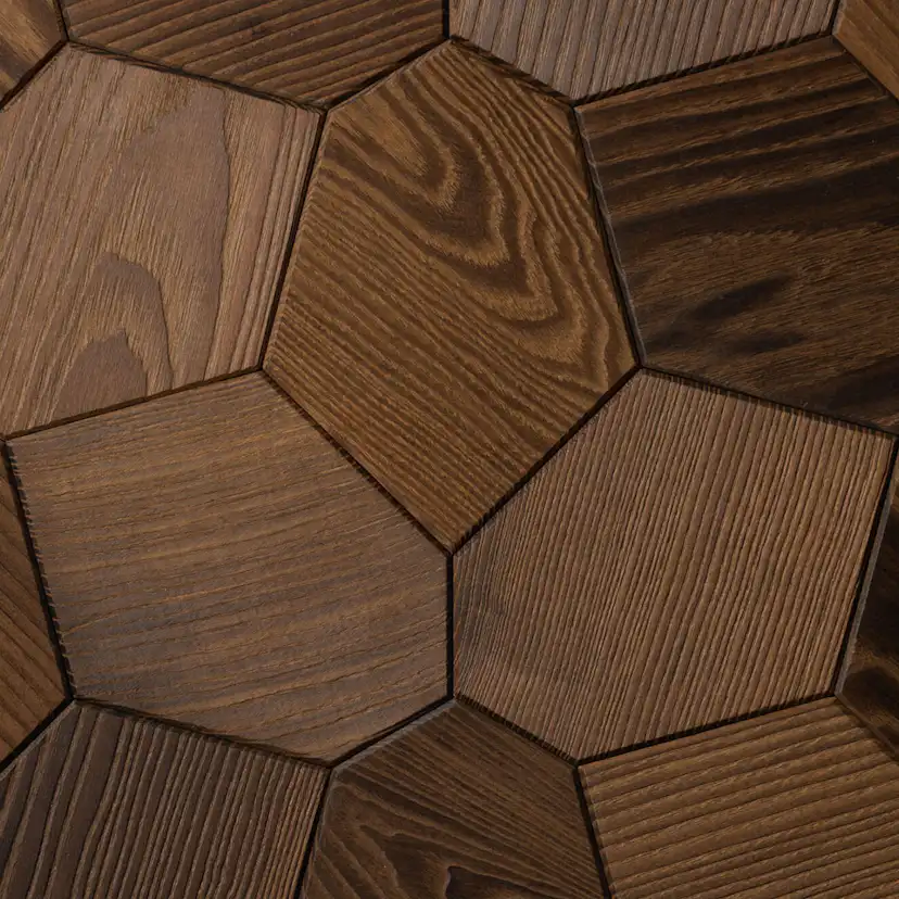 Väggpanel Emotionwood Hexagon Thermoash Borstad - 388064