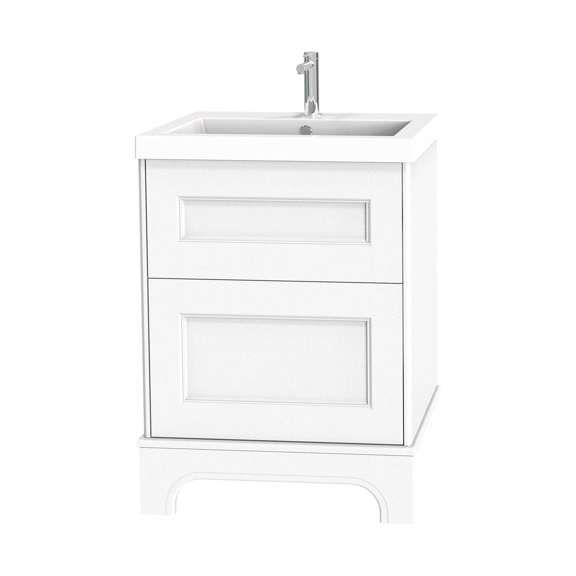 Tvättställsskåp Miller Badrum Kensington 60 med Lådor med Sockel för Heltäckande Tvättställ