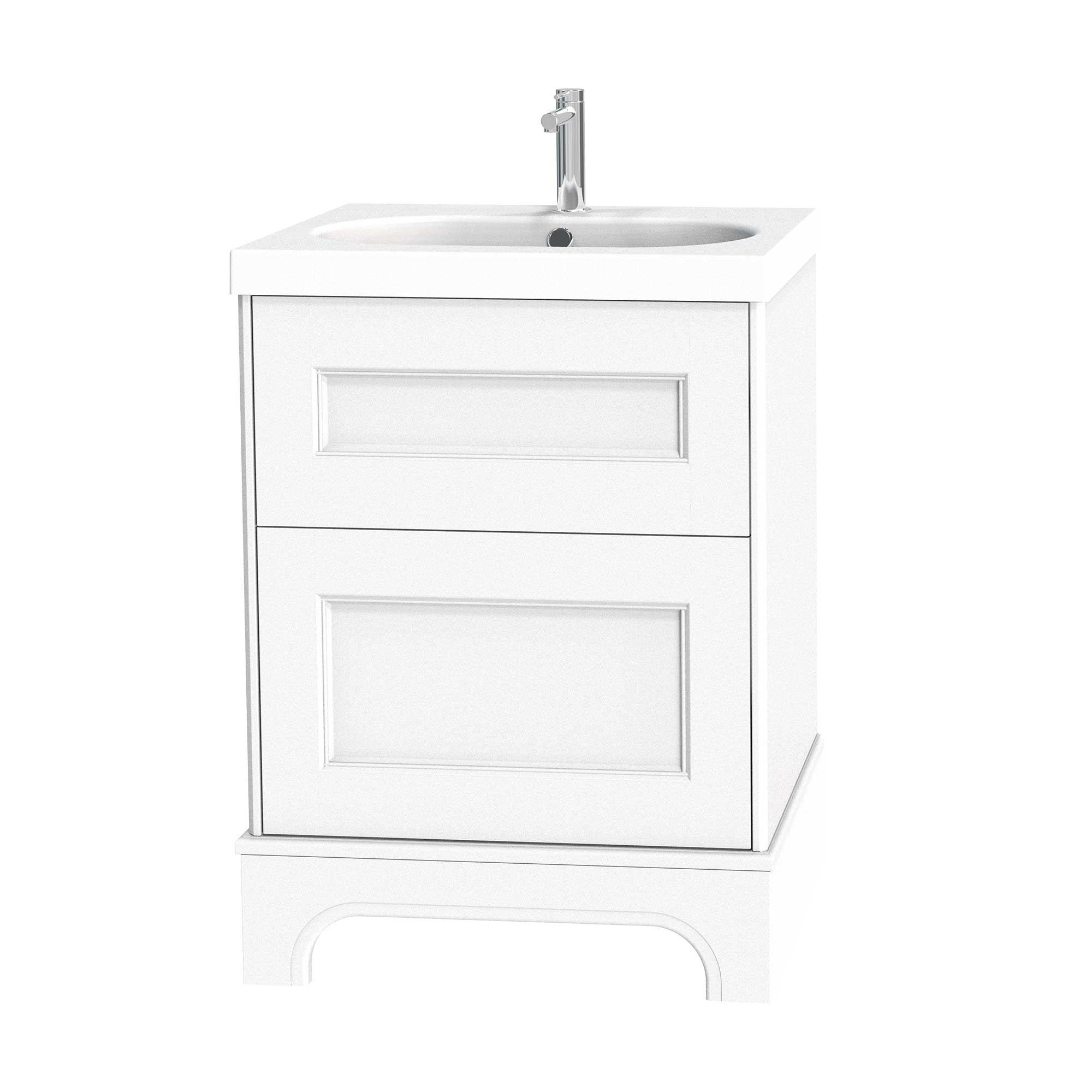 Tvättställsskåp Miller Badrum Kensington 60 med Lådor med Sockel för Heltäckande Tvättställ