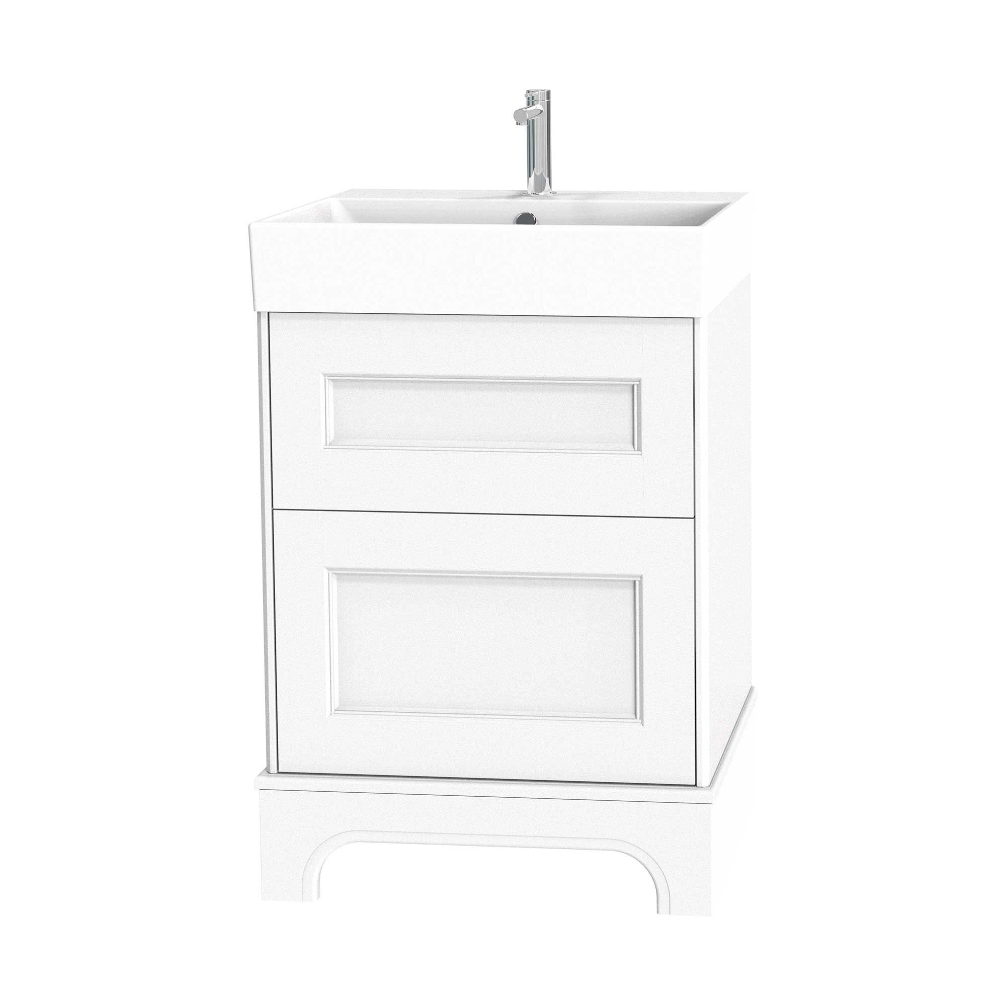 Tvättställsskåp Miller Badrum Kensington 60 med Lådor med Sockel för Heltäckande Tvättställ