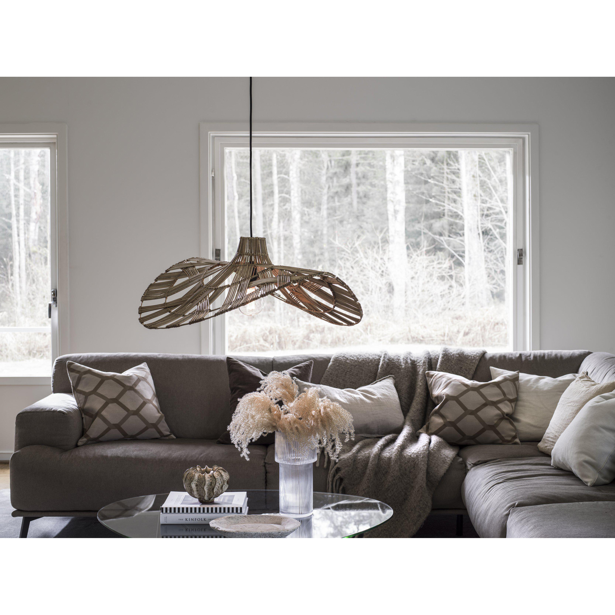 Taklampa PR Home Wella Natur Flätad Rotting Takskärm 81 cm