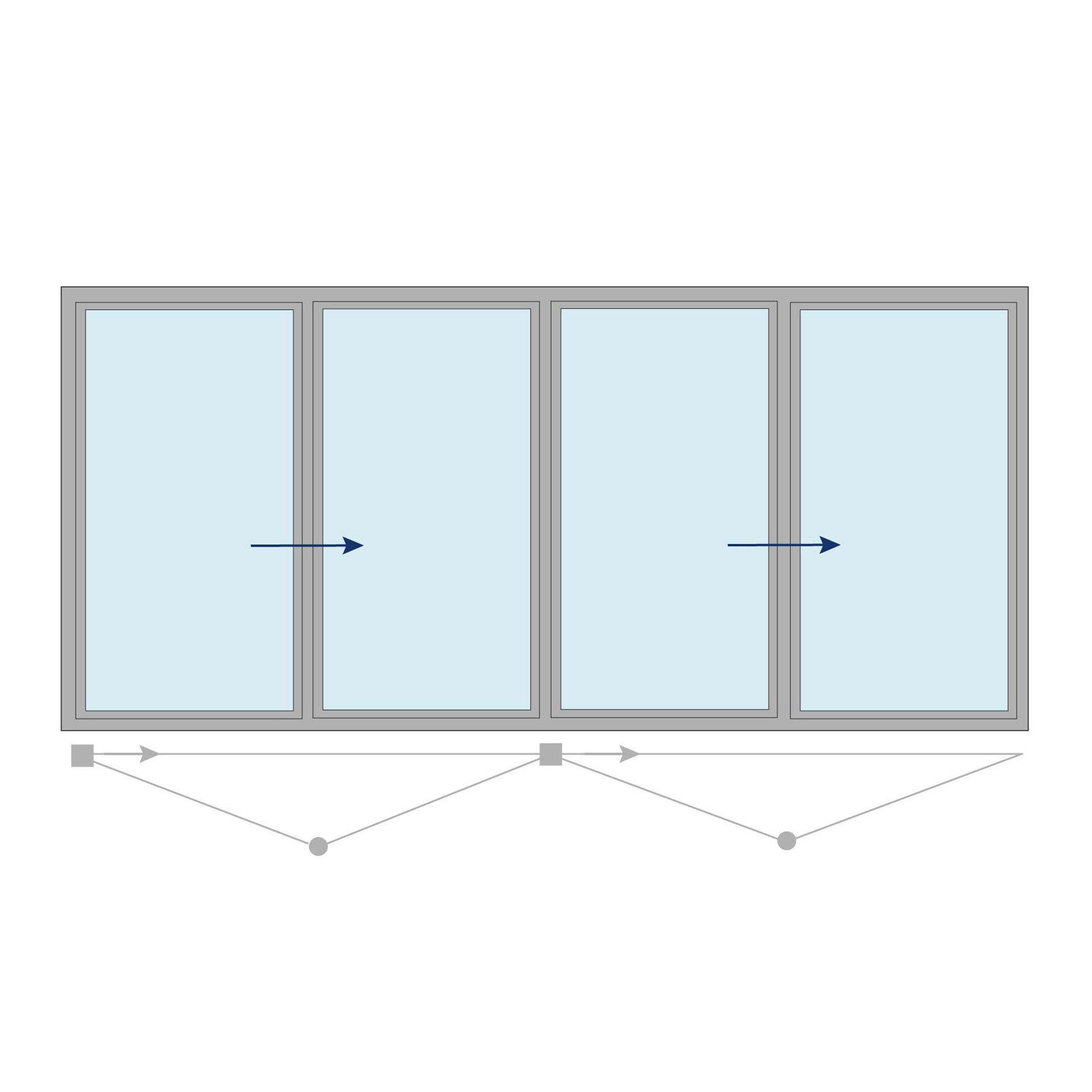 Vikdörr Nordiska Fönster Aluminium 4-Delat 2-Glas BxH: 480x200 cm (4 Vikbara partier)