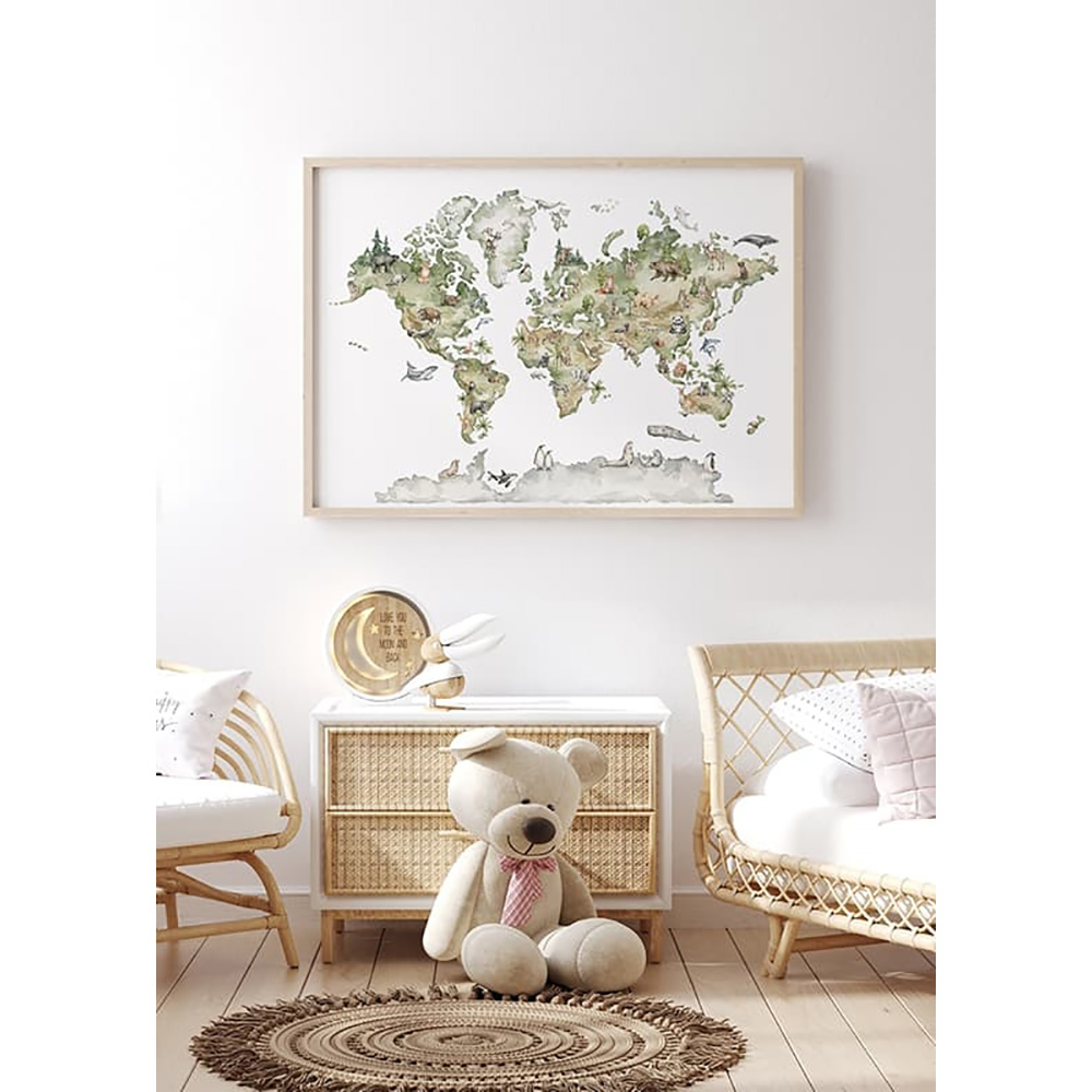 Poster Gallerix Animal World Map