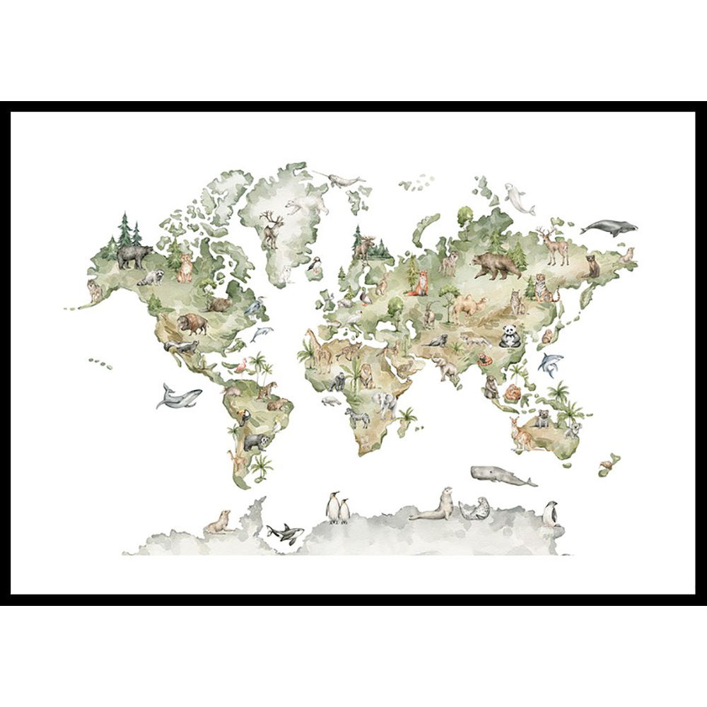 Poster Gallerix Animal World Map