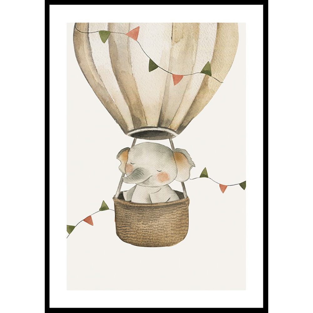 Poster Gallerix Elephant In Hot Air Balloon