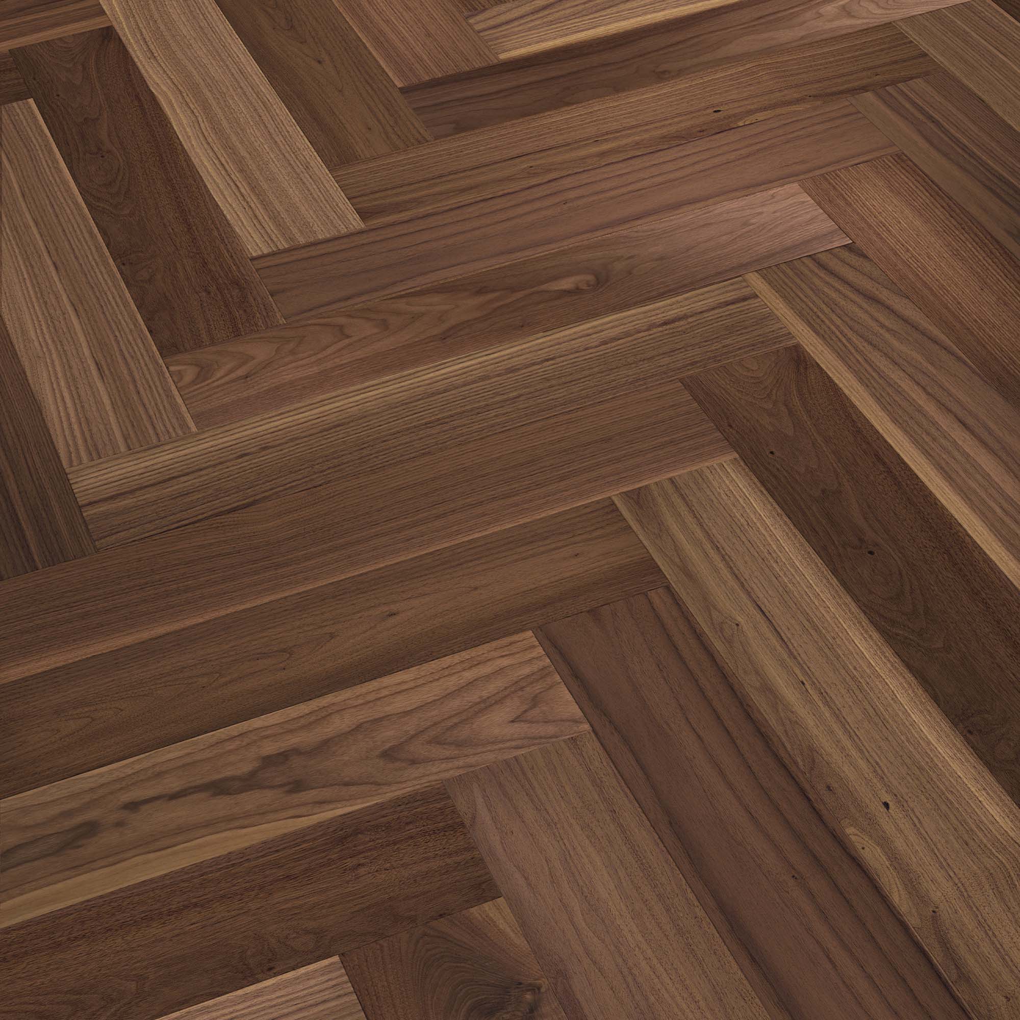 Parkettgolv Meister 9009 PS 500 Borstad Ultramattlackad Valnöt Fiskbensparkett