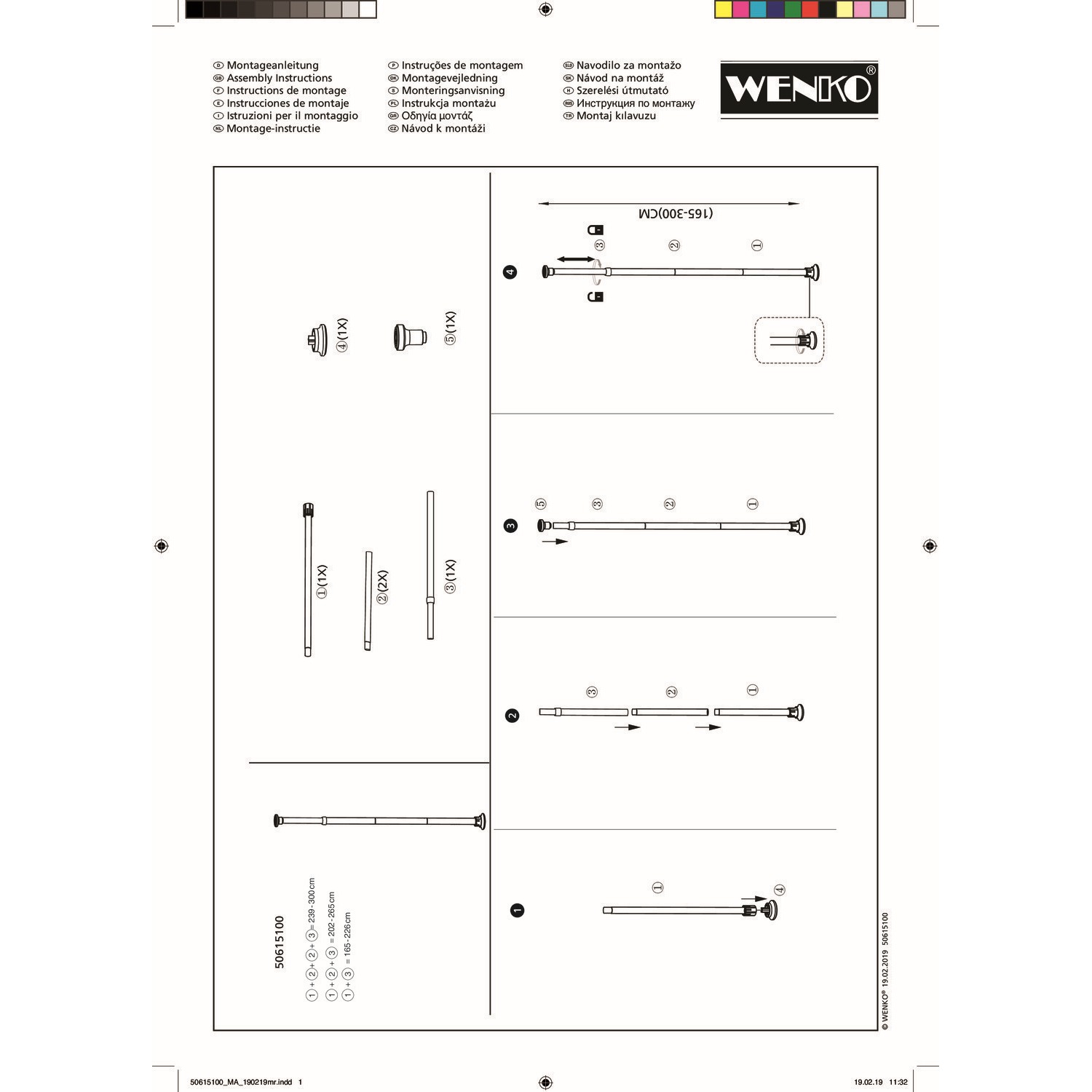Klädstång WENKO Hercules Teleskop Vertikal Fjäderstång 165-300 cm