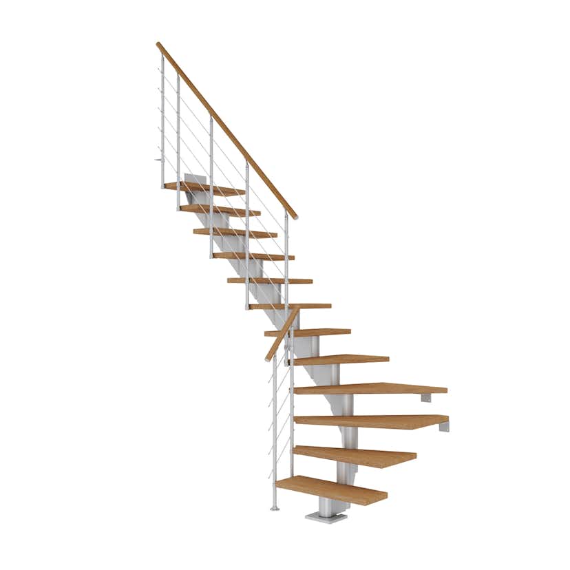 Spartrappa Dolle Hamburg Ek Oljad 1/4 Style6 Grå, LxB: 2540x890 mm, Max Takhöjd: 2400-2790 mm