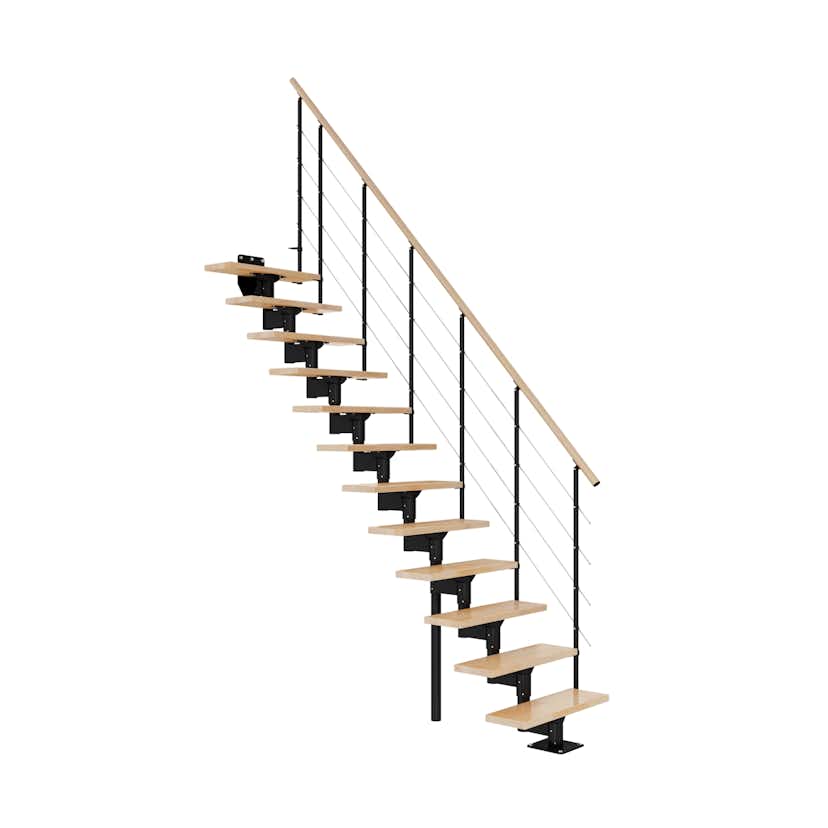 Spartrappa Dolle Boston Bok Steg Rak Svart, Max Takhöjd: 2660-3500 mm