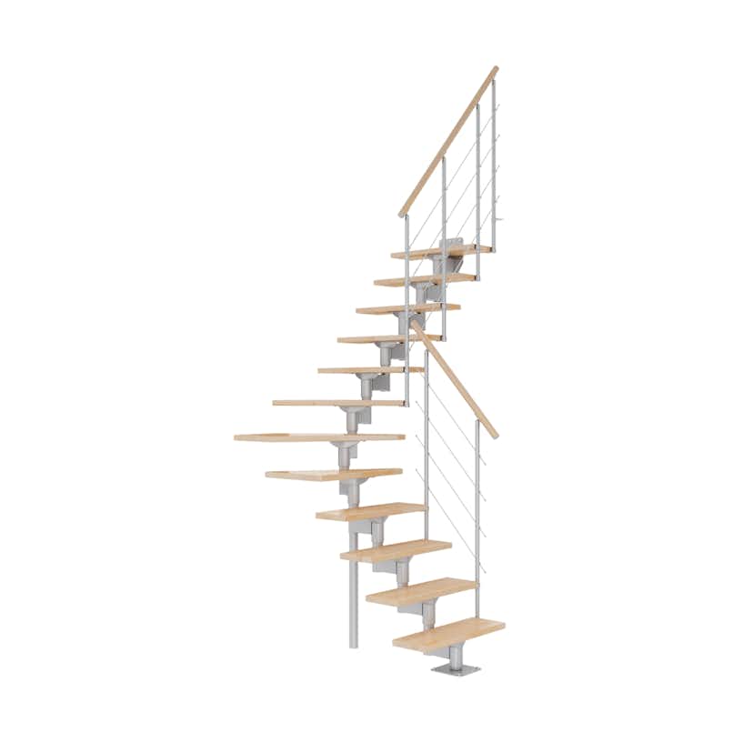 Spartrappa Dolle Boston Bok Steg 1/4 Svängd Grå, Max Takhöjd: 2660-3500 mm