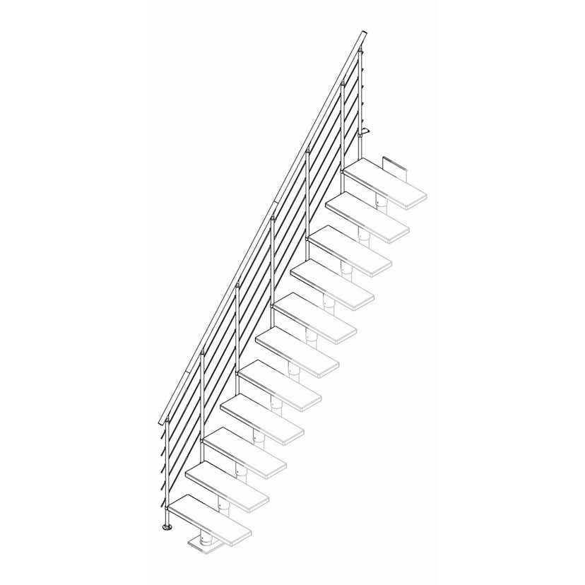 Extra Räcke Dolle Style6 Komplett Ek Lack Grå, Passar till 13-14 Steg