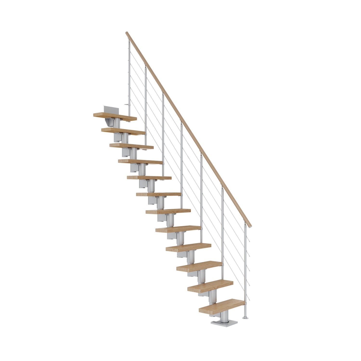 Spartrappa Dolle Dublin Ek Steg Rak Style6 Räcke Grå, LxB: 2600x610 mm