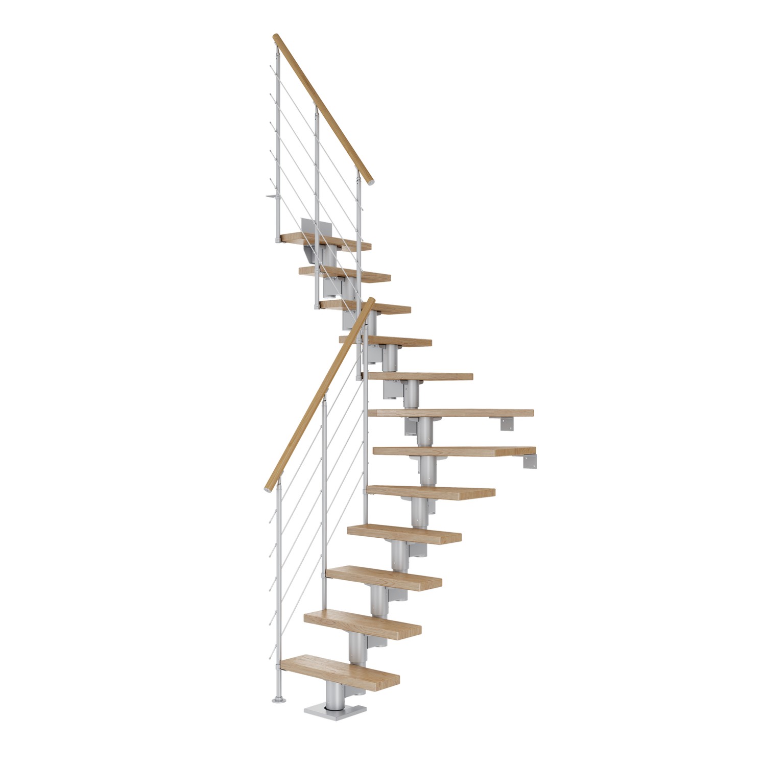 Spartrappa Dolle Dublin Ek Steg 1/4 Svängd Style6 Räcke Grå, LxB: 2510x710 mm