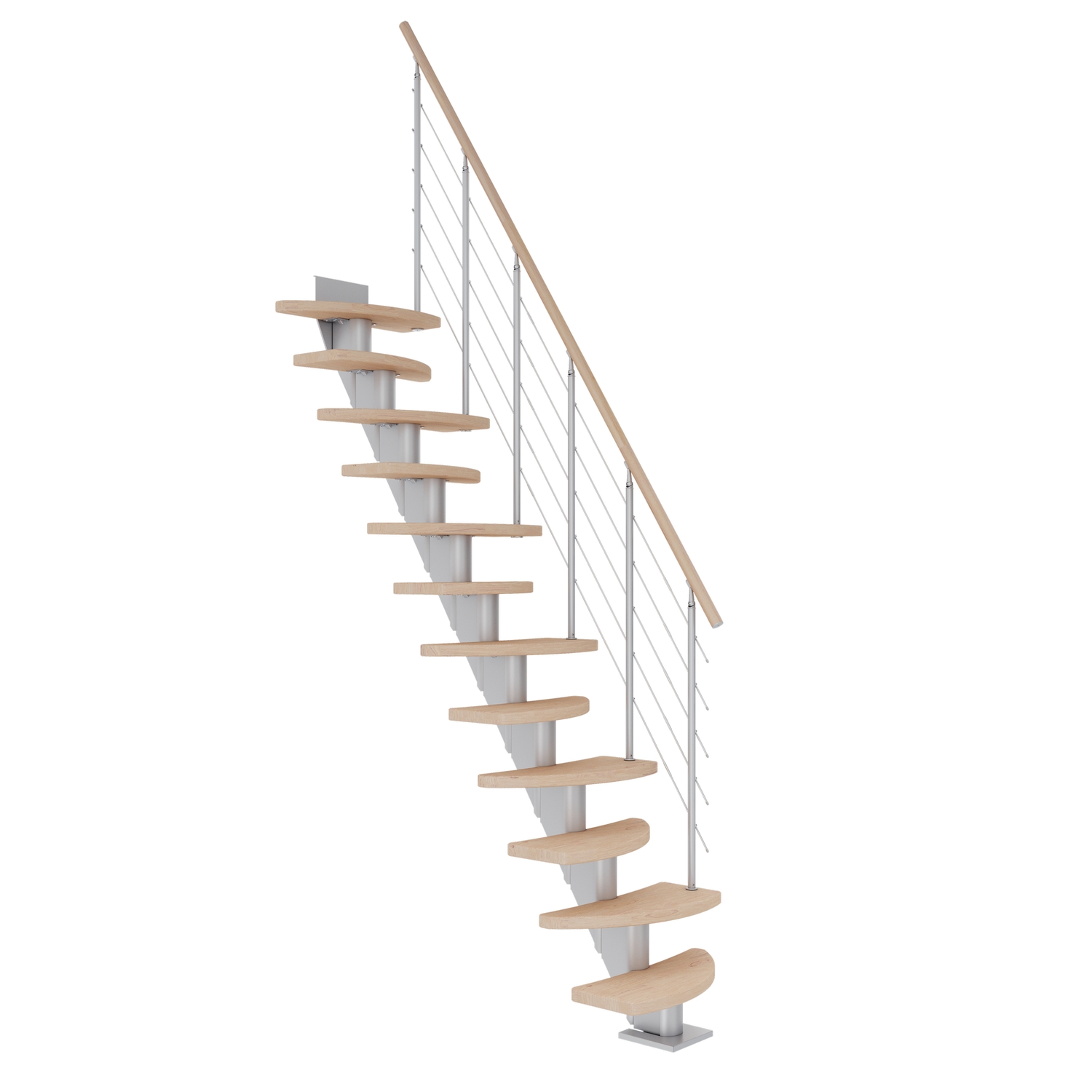 Spartrappa Dolle Berlin Ek Vit Oljad Shape6 Grå, Max Takhöjd: 2220-2700 mm
