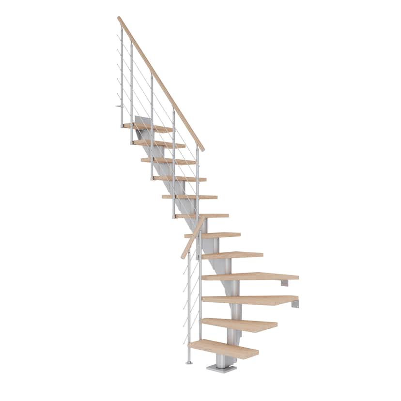 Spartrappa Dolle Frankfurt Ek Vit Oljad 1/4 Style6 Grå, LxB: 1890x690 mm