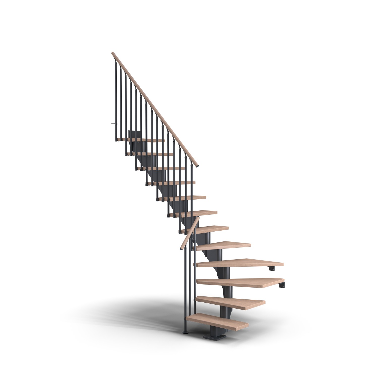 Spartrappa Dolle Hamburg Bok Oljad 1/4 Classic III Antracit, LxB: 2540x890 mm, Max Takhöjd: 2400-2790 mm