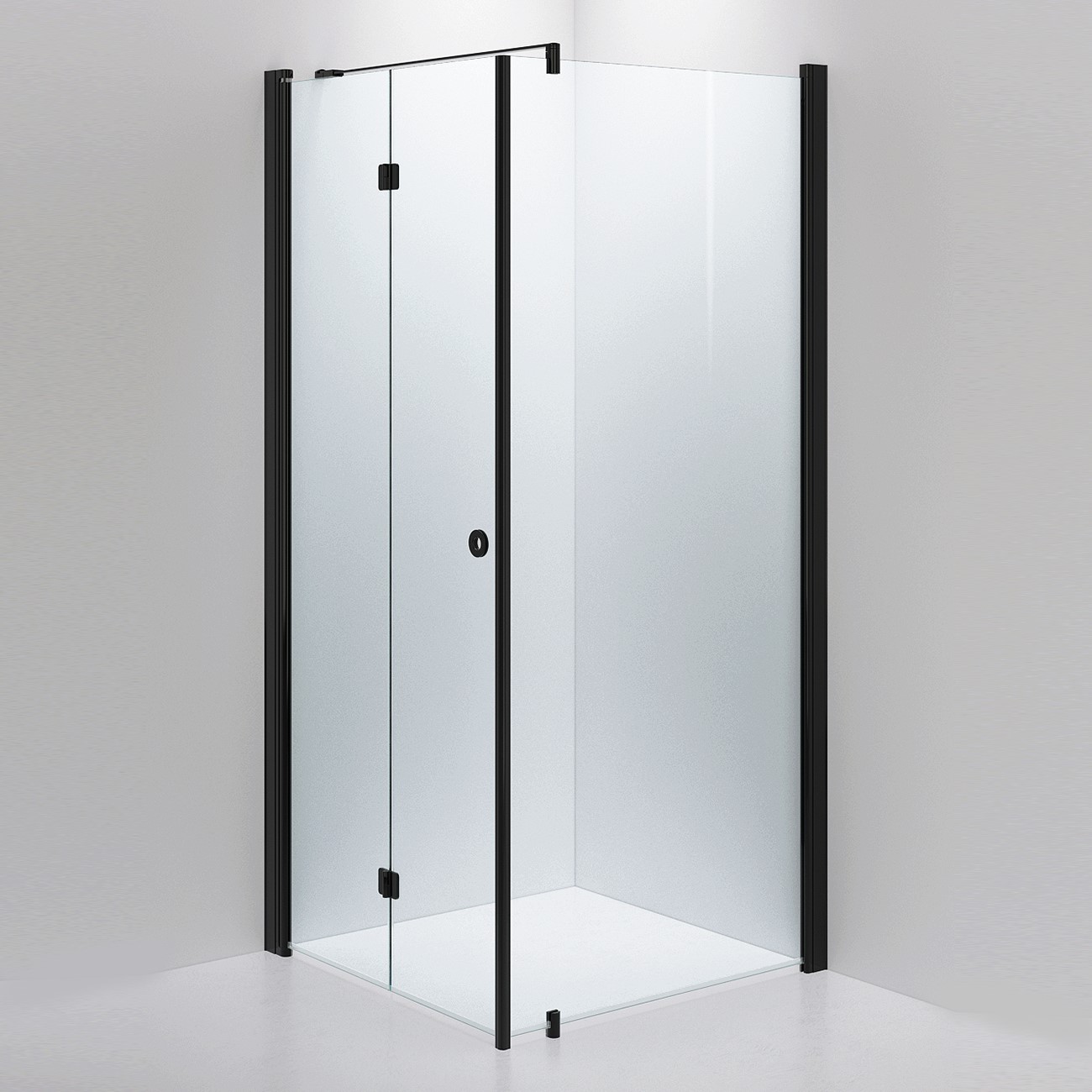 Duschhörn INR Linc 13 Flex Svarta profiler, Vikdörr (V) 800 mm, Fast (H) 700 mm