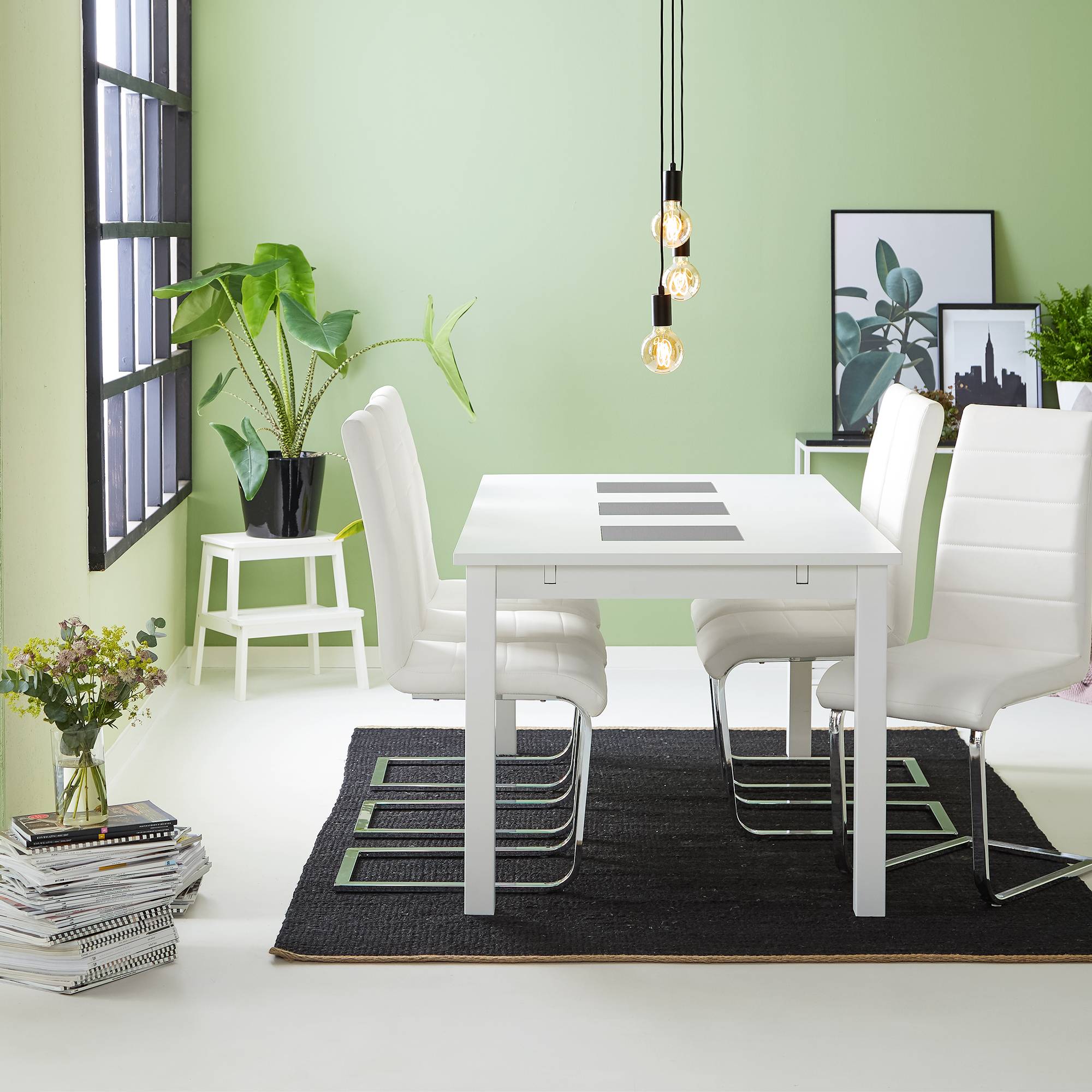 Matgrupp Basic Home Jasmin Rektangulärt Matbord 180-270 cm Förlängningsbart med 6 Cibus Matstol