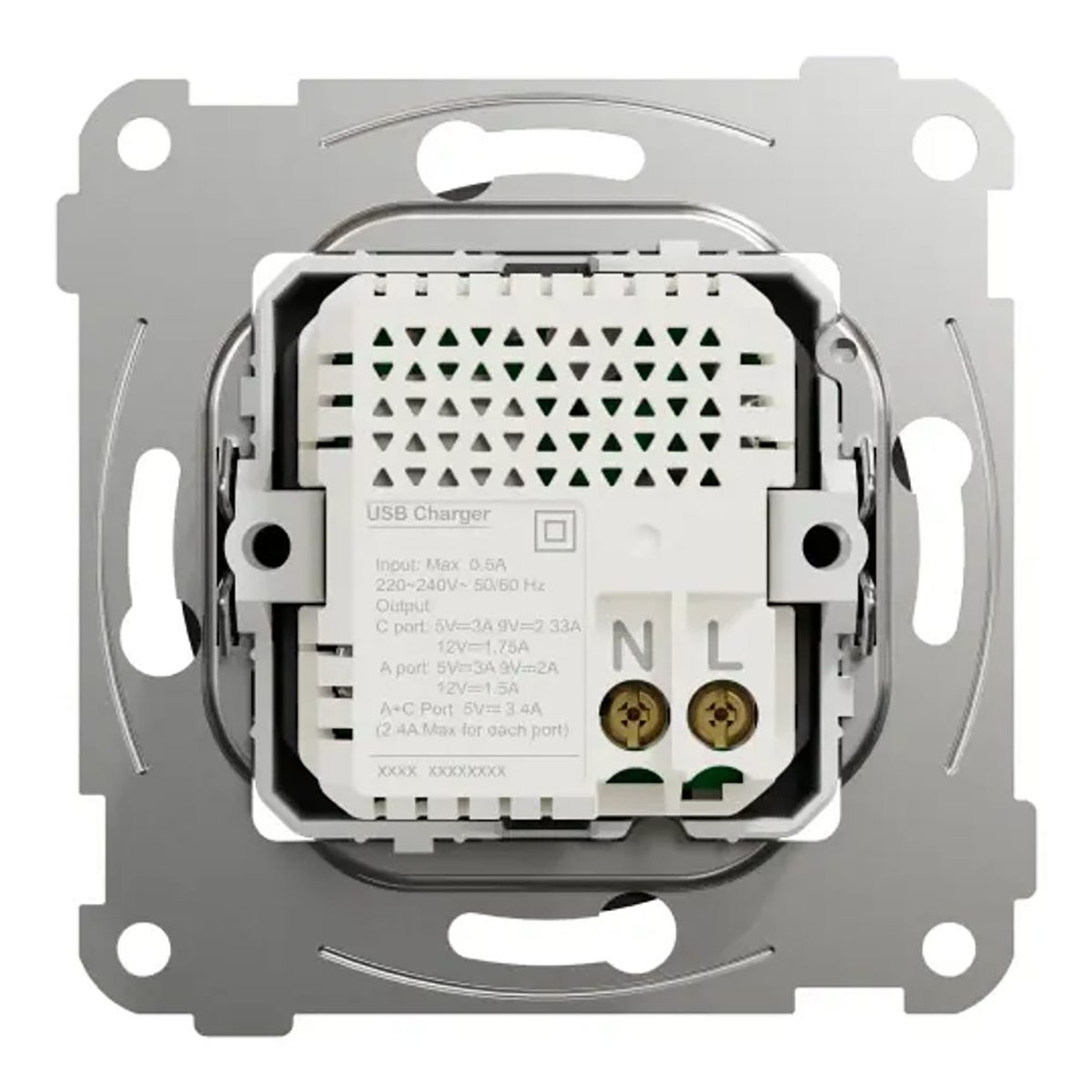 USB-Uttag Elko One Typ A+C 21W Infälld Laddstation Skruvanslutning