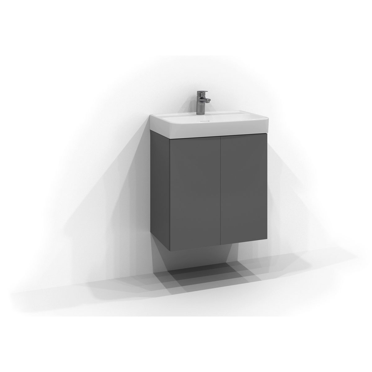 Tvättställsskåp Svedbergs Bloc 350 Grå, B: 550 mm, 2 dörrar