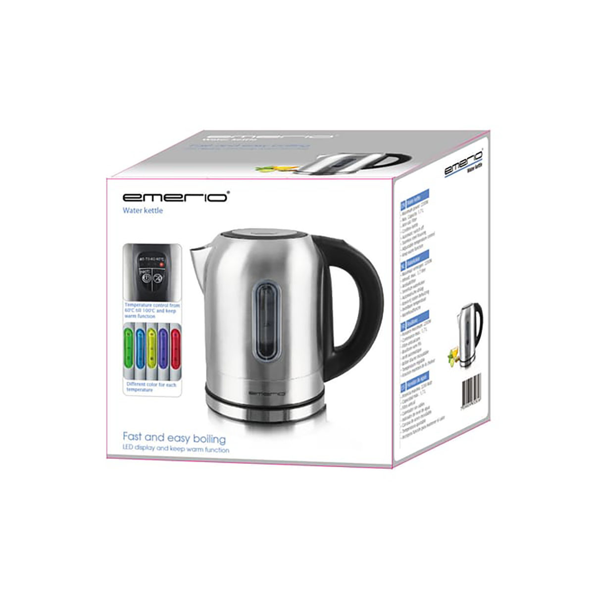 Vattenkokare Emerio 1,7 L Med Temperaturinställning