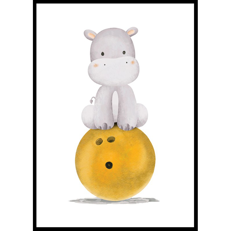 Poster Gallerix Hippo With Bowling Ball